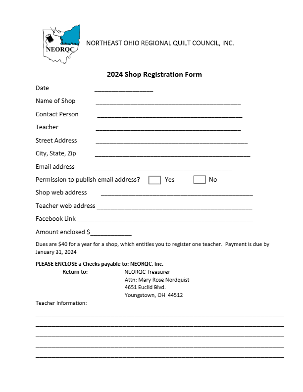 NEORQC Registration Form2024 SHOP
